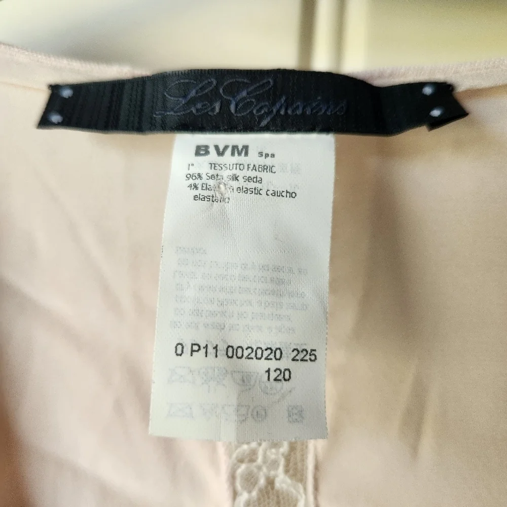 LES COPAINS Silk and Lace Faux Wrap Pink and Cream Blouse Sz. 8 (FR40)